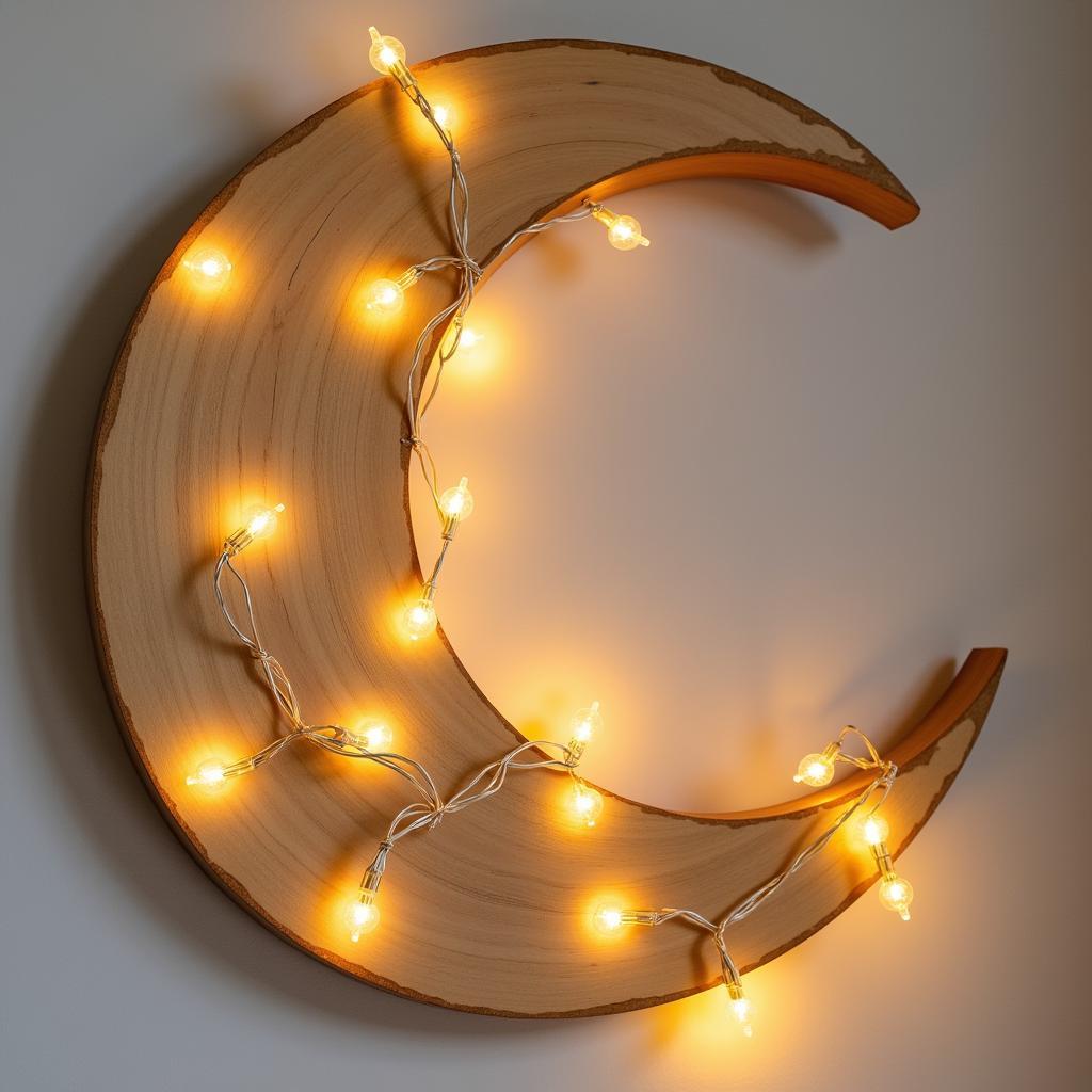 DIY Crescent Moon Wall Decor with Fairy Lights