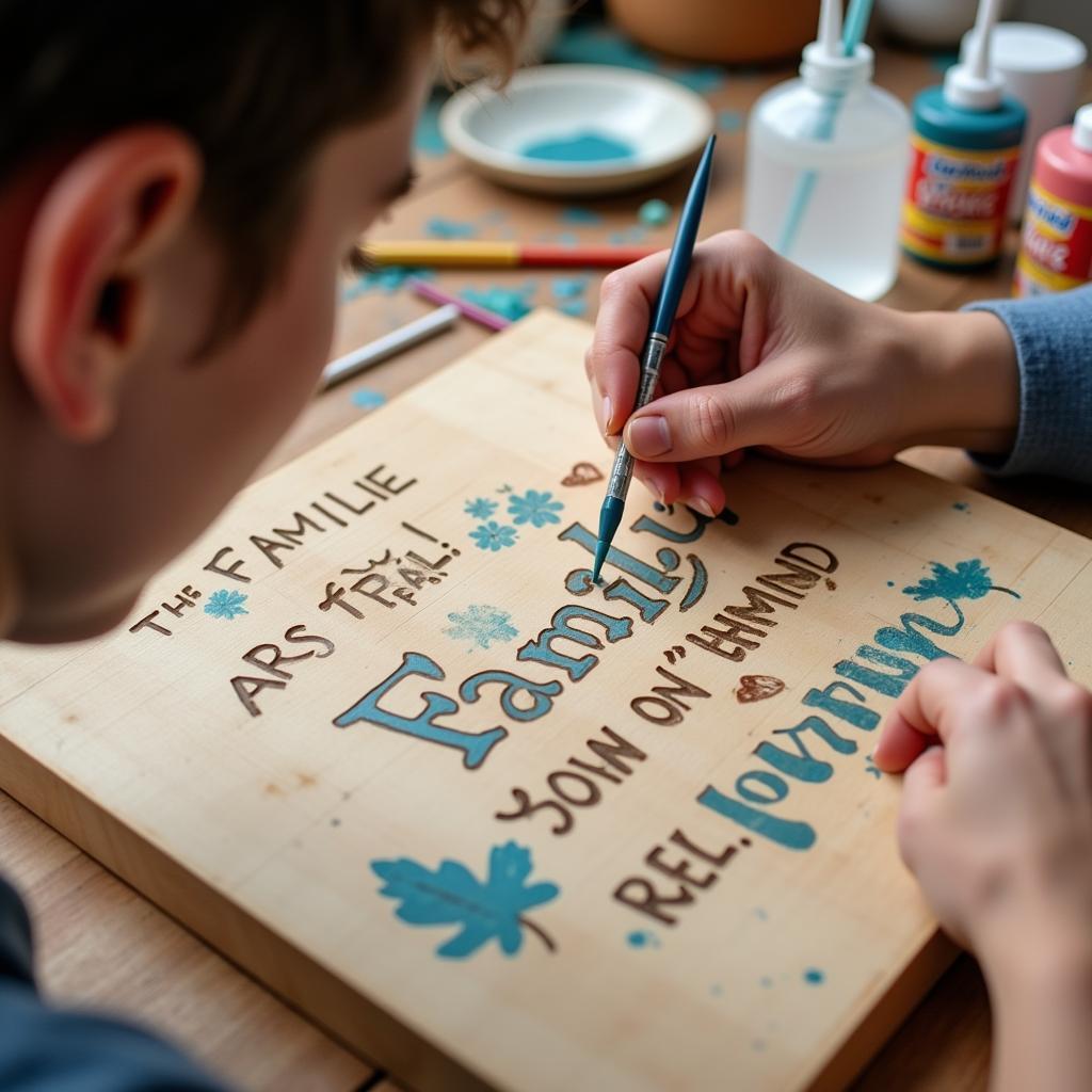 Creating personalized family quote wall art.