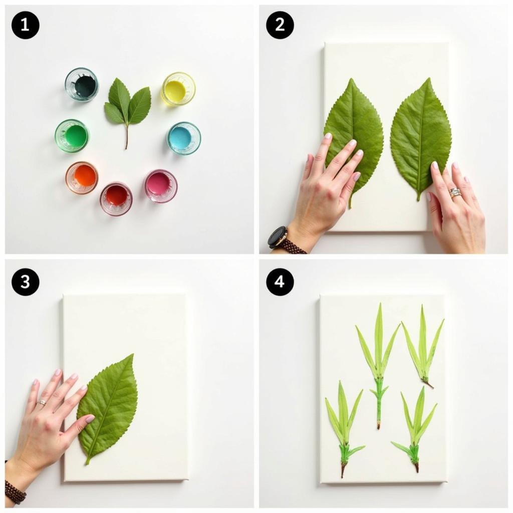 DIY Leaf Canvas Wall Art Creation Process