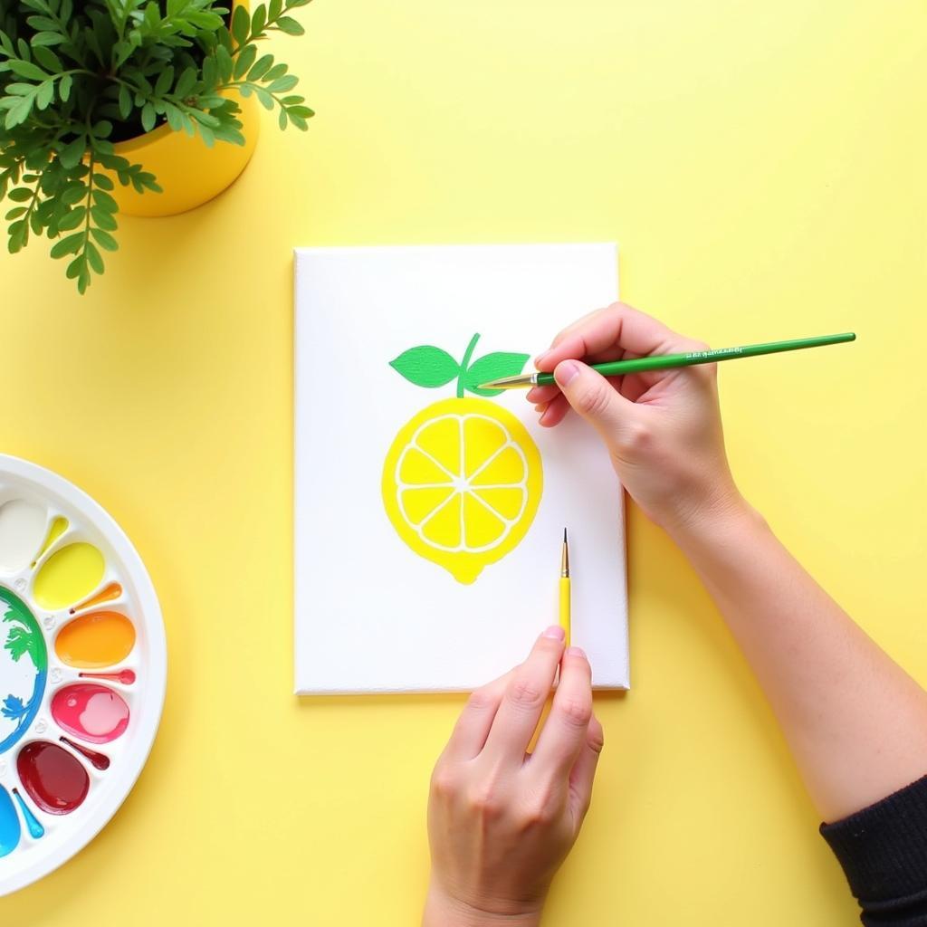 DIY Lemon Canvas Painting