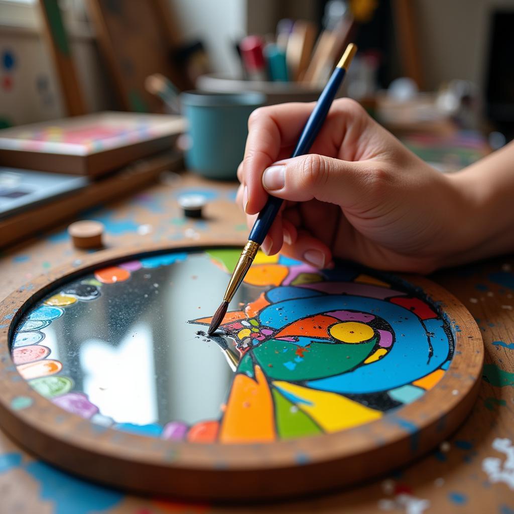 DIY Painted Mirror with Abstract Design