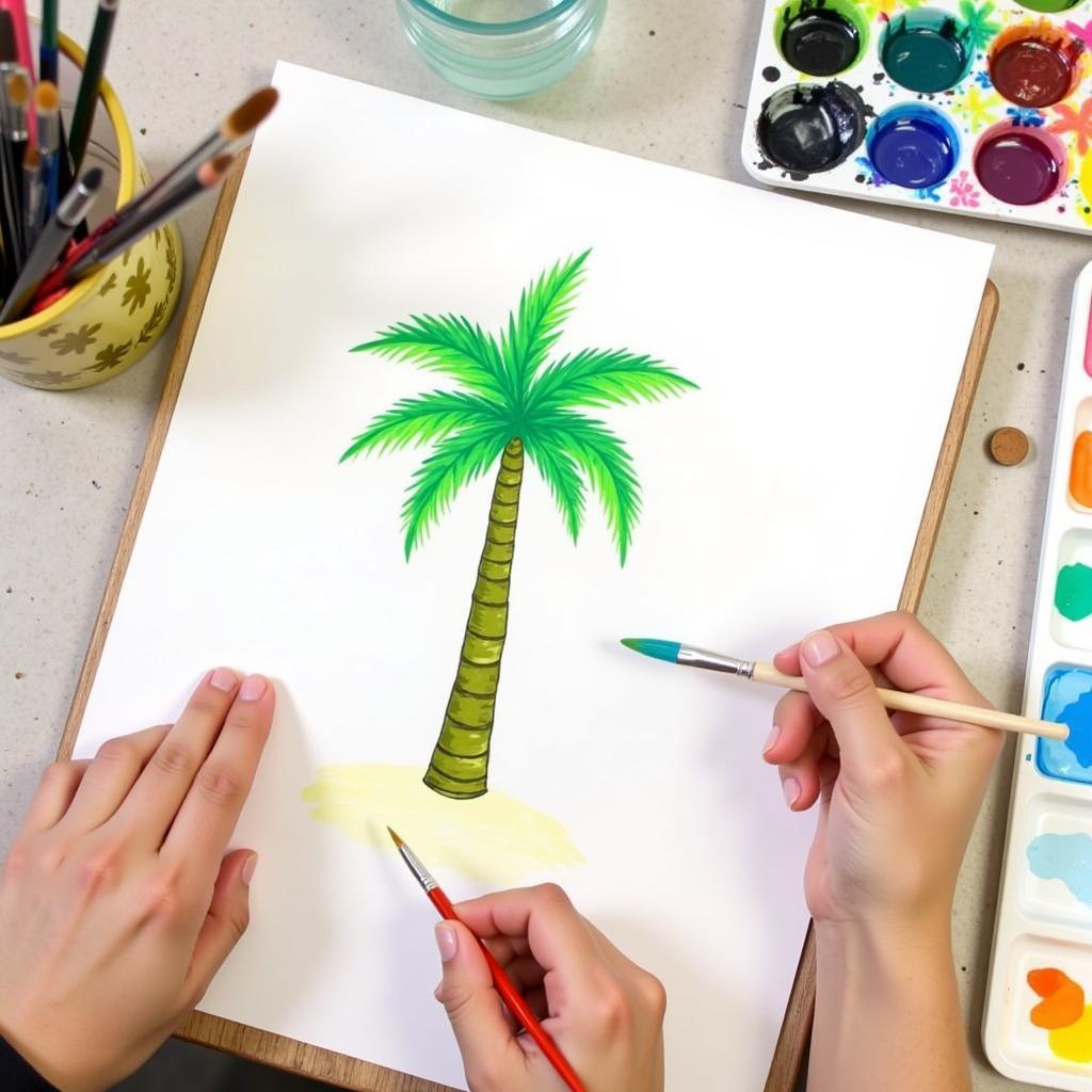 DIY Palm Tree Wall Art Creation Process