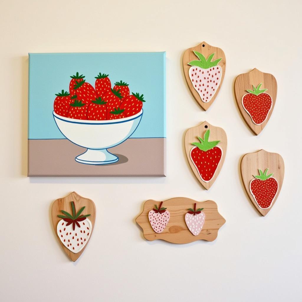 DIY Strawberry Wall Art: Painted Canvas and Decoupage