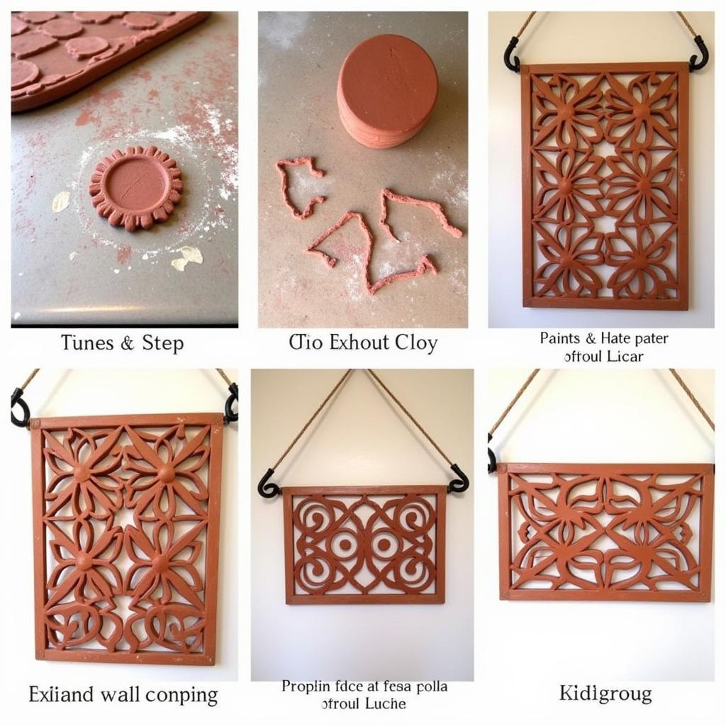 DIY terra cotta wall hanging with a geometric pattern