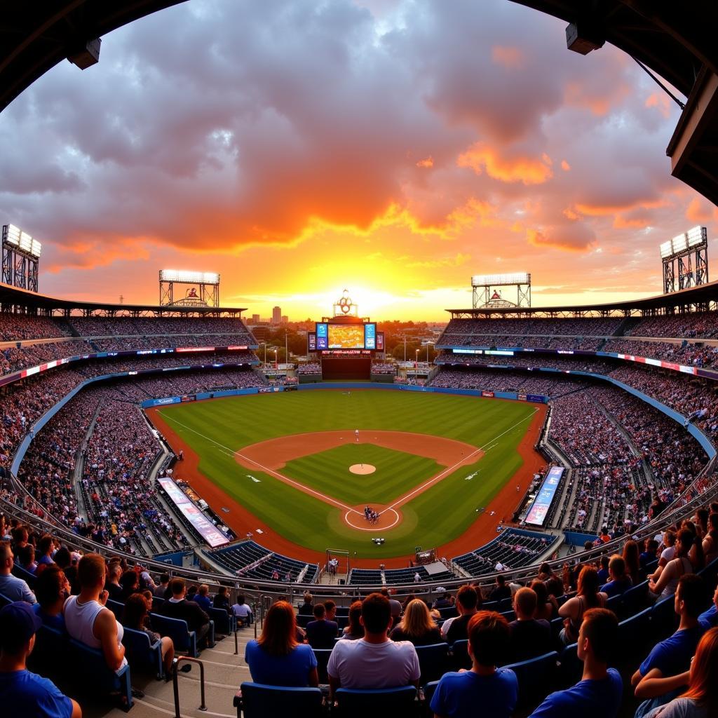 Dodger Stadium Panoramic Sunset Wall Art