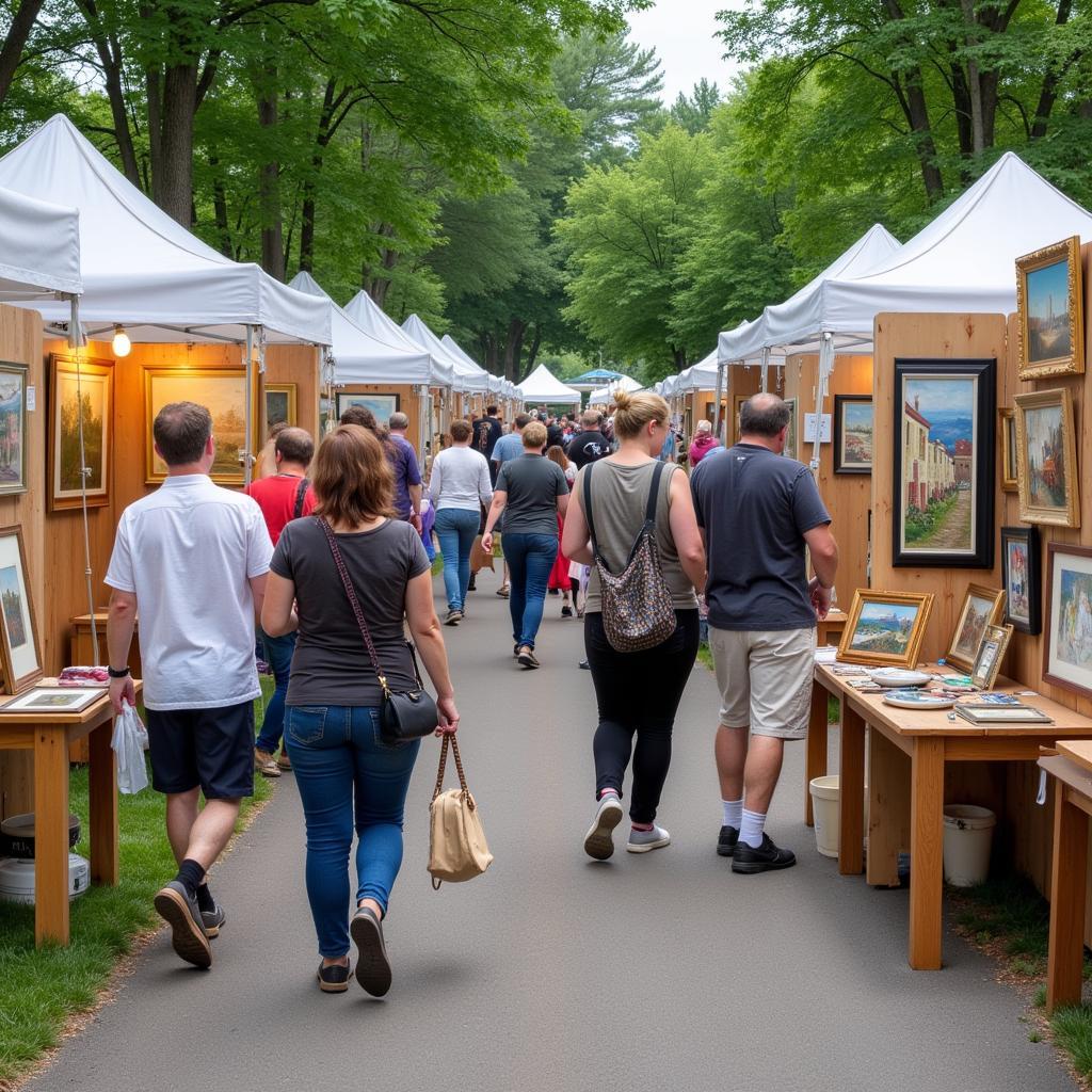 Visitors Exploring Art at the Door County Festival of Fine Arts