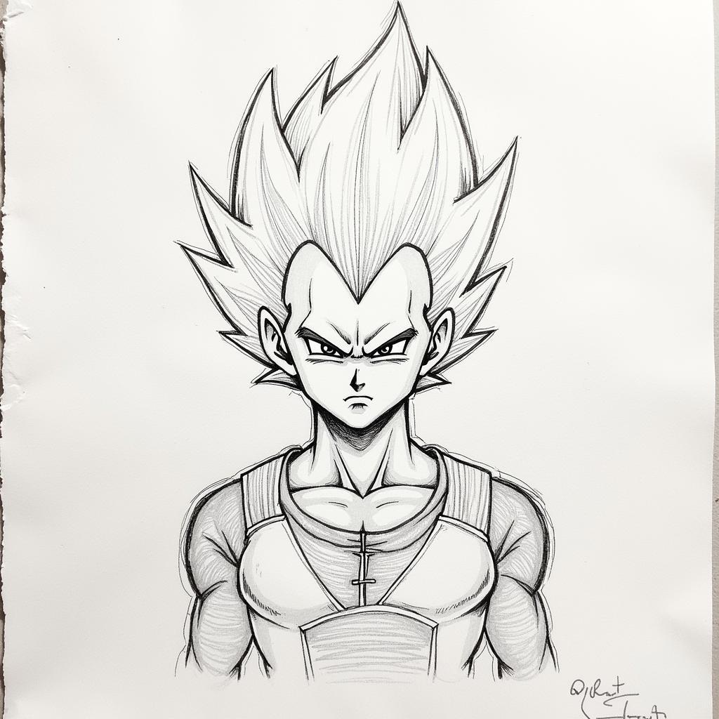 Original Production Sketch of Vegeta - Dragon Ball Z