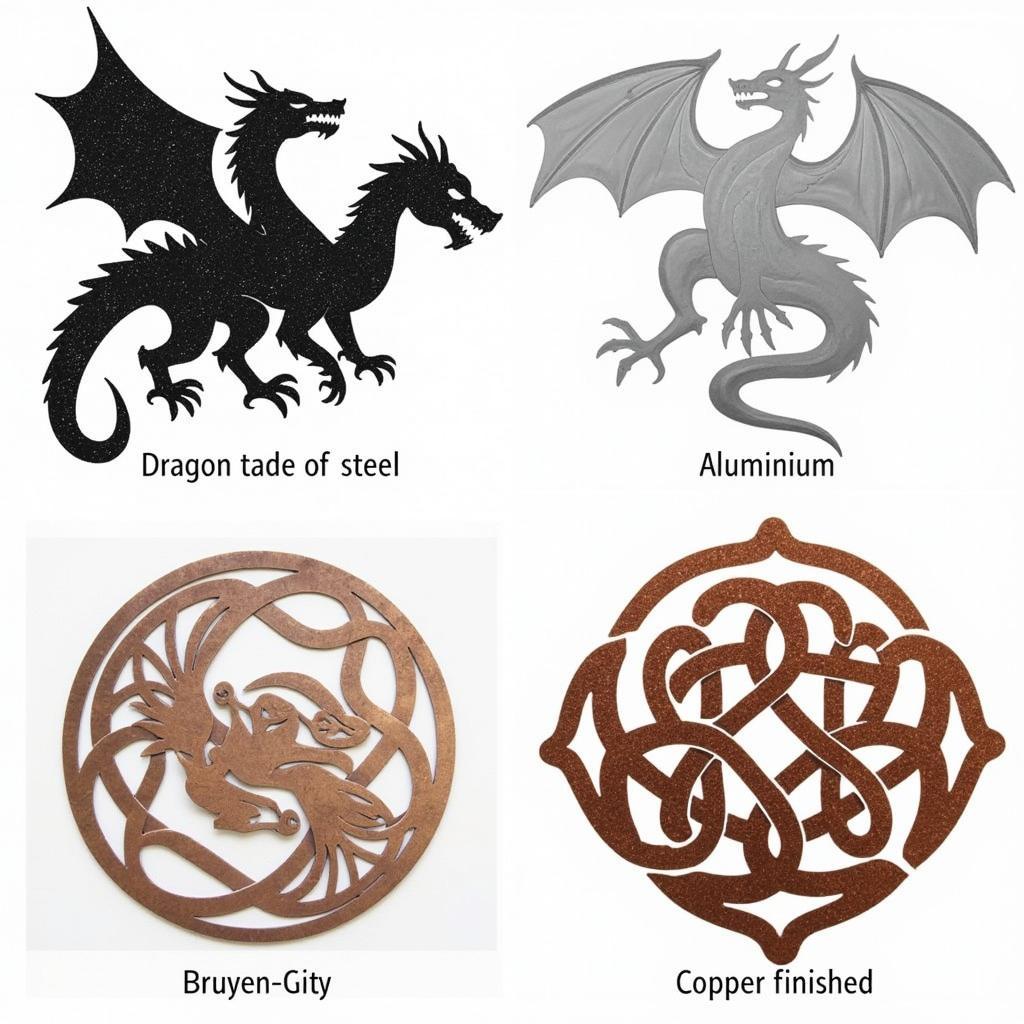 Variety of dragon metal wall art showcasing different styles and materials