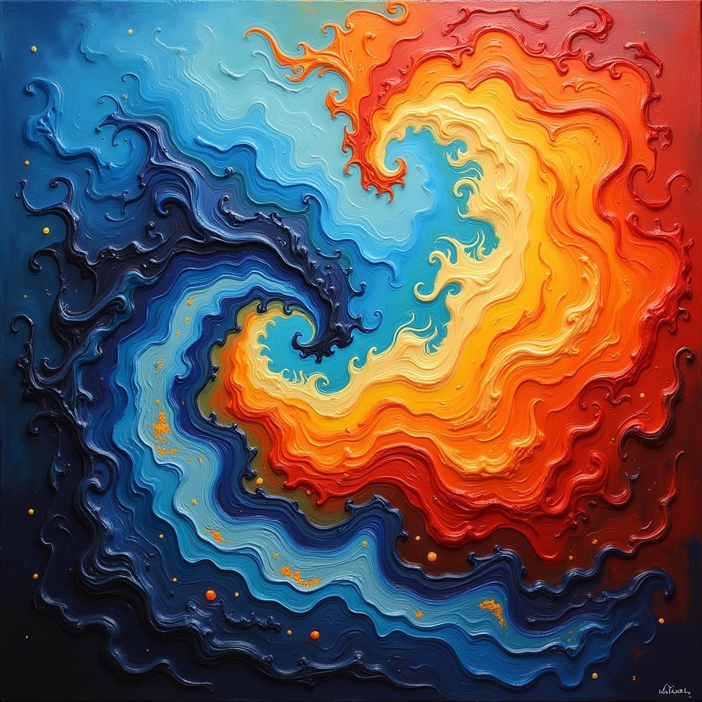 Abstract Painting Depicting Earth, Wind, and Fire Elements