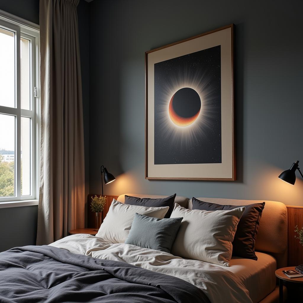 Eclipse Wall Art in a Serene Bedroom