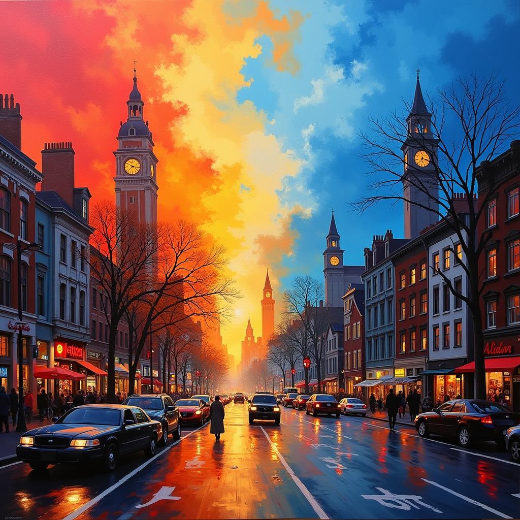 Emotional Landscape Art Depicting a Cityscape