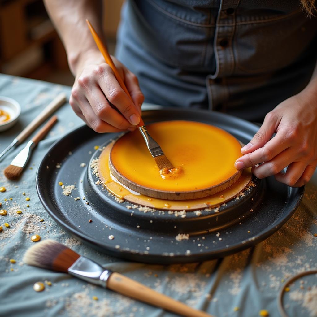 Artist Using an Encaustic Art Hot Plate