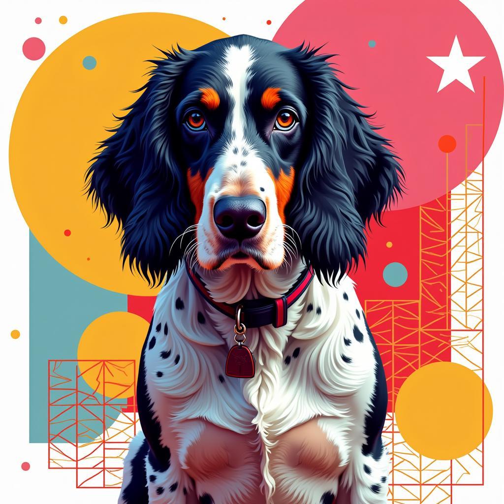 English Setter Digital Illustration - Abstract Style