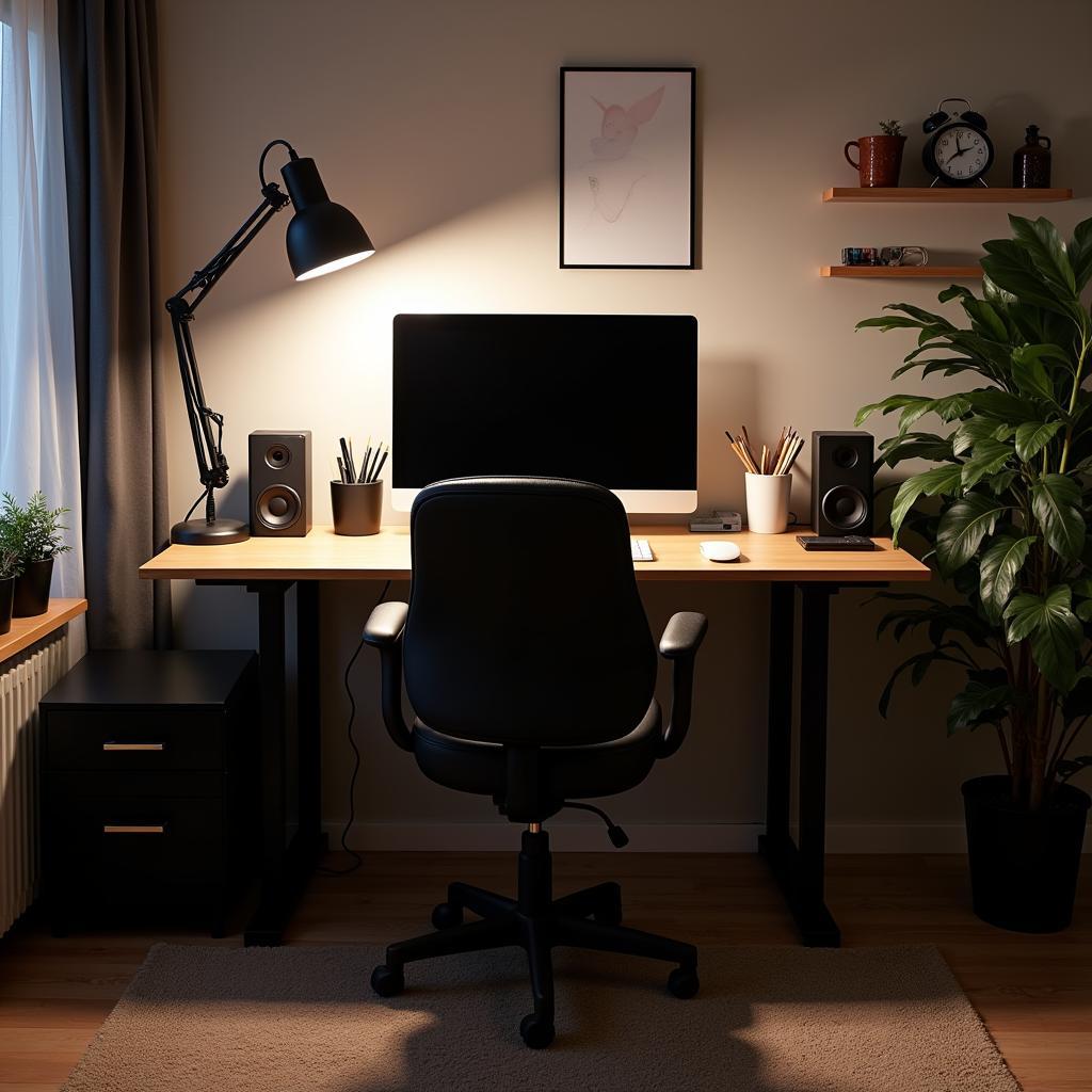 Ergonomic Art Desk Setup with Optimal Lighting