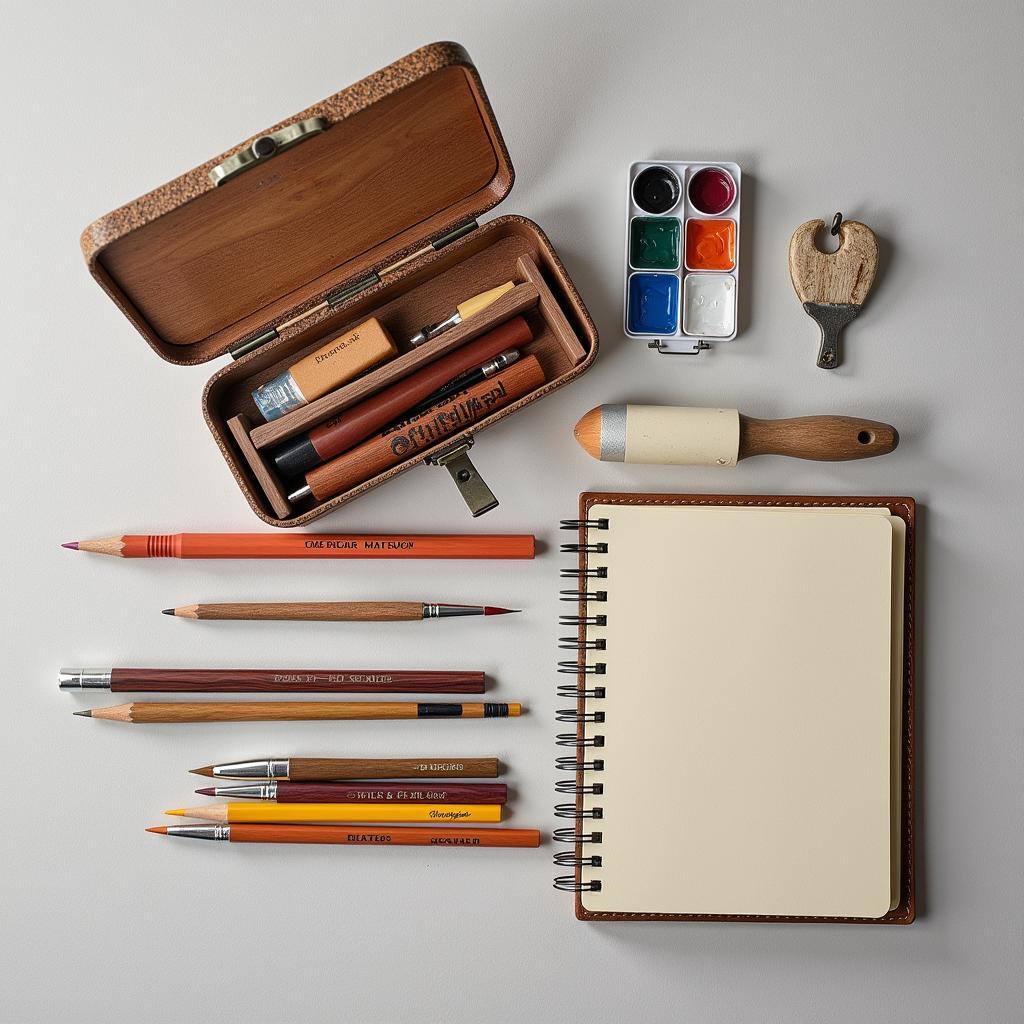 Essential Art Supplies in a Small Art Box