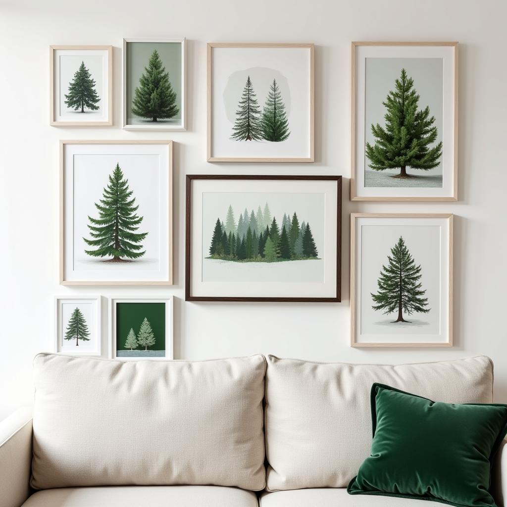 Evergreen Gallery Wall in Living Room