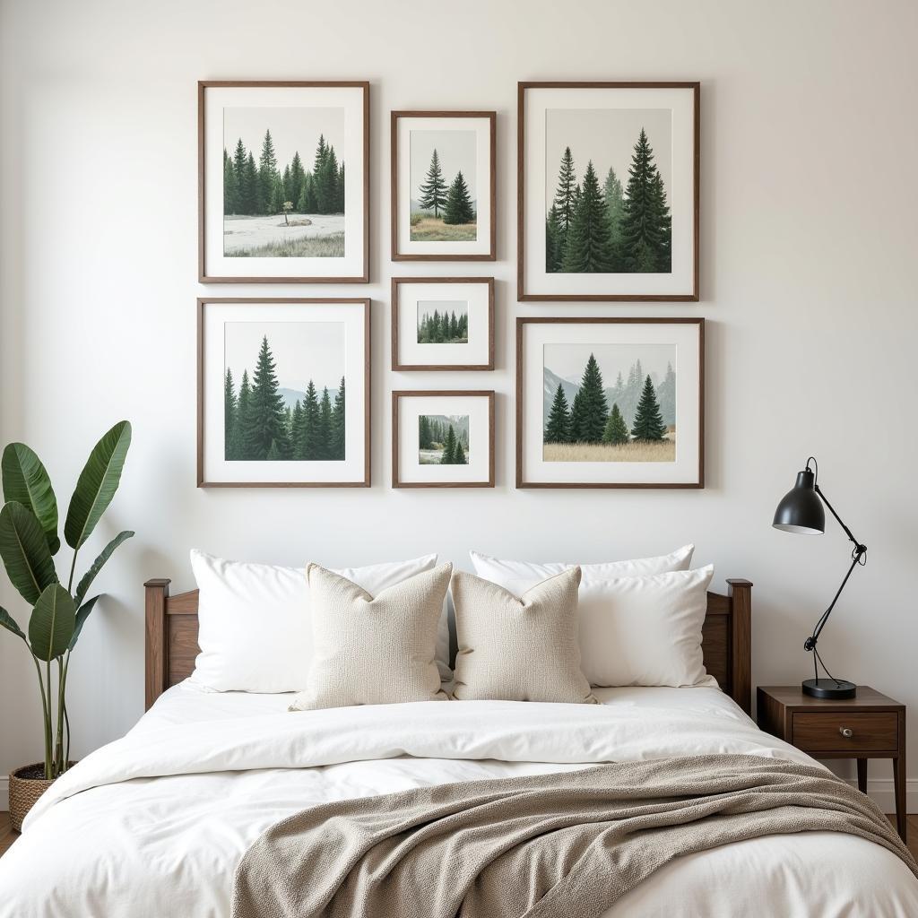 Evergreen Tree Wall Art in a Bedroom