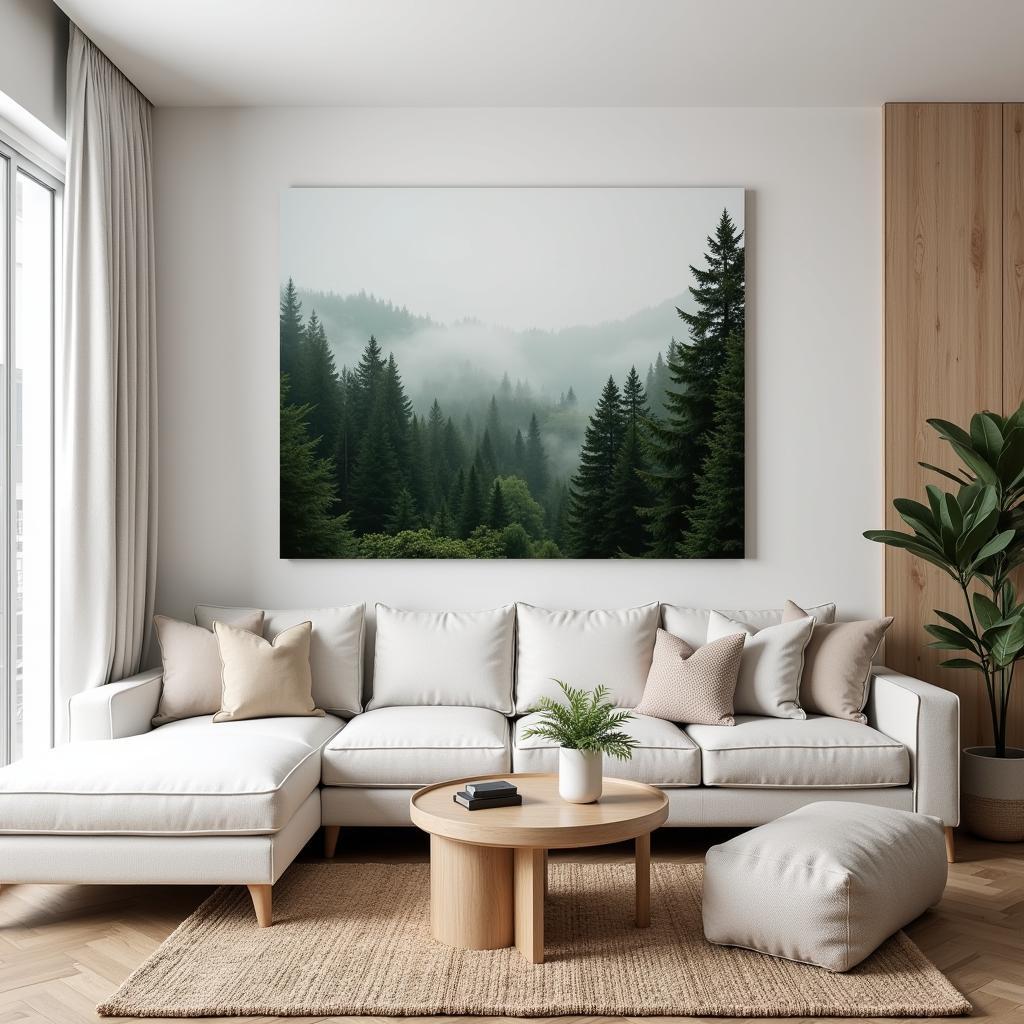 Evergreen Tree Wall Art in a Living Room