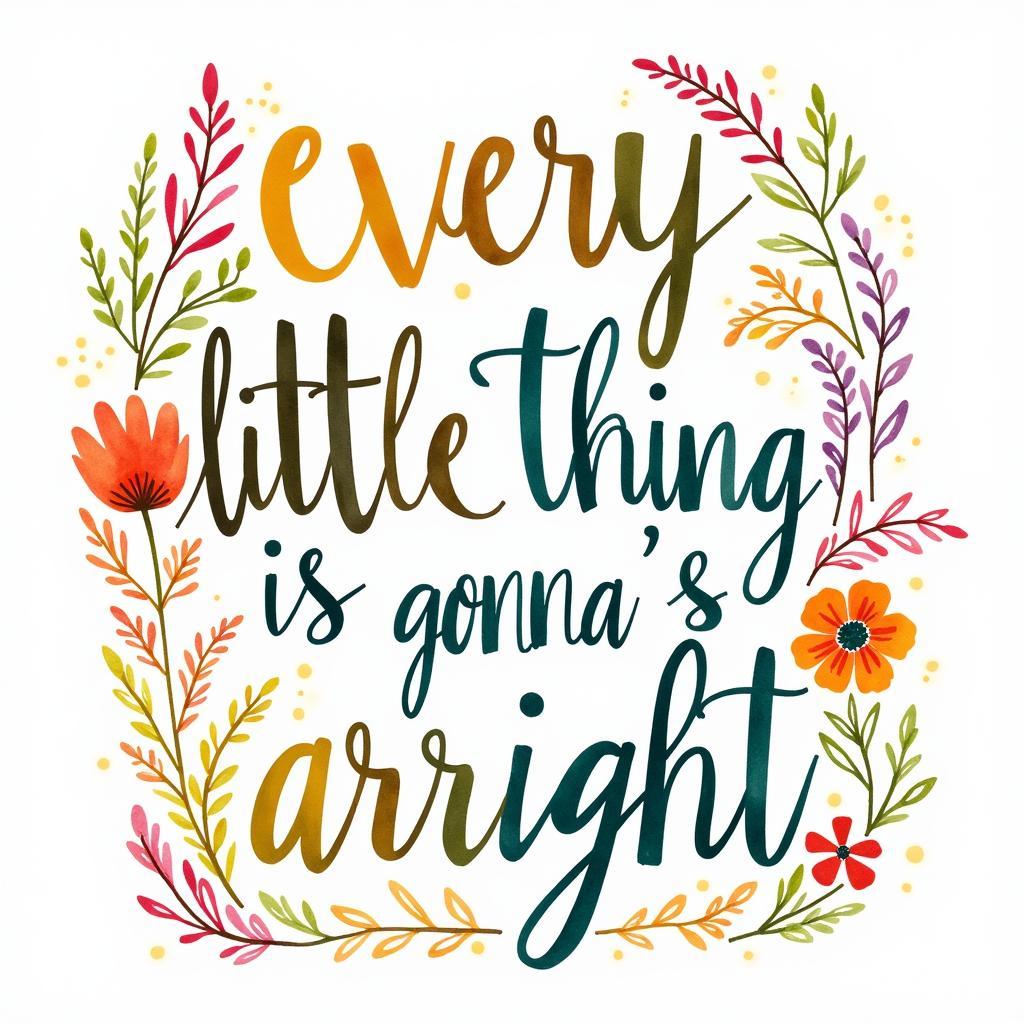 Watercolor "Every Little Thing Is Gonna Be Alright" Wall Art