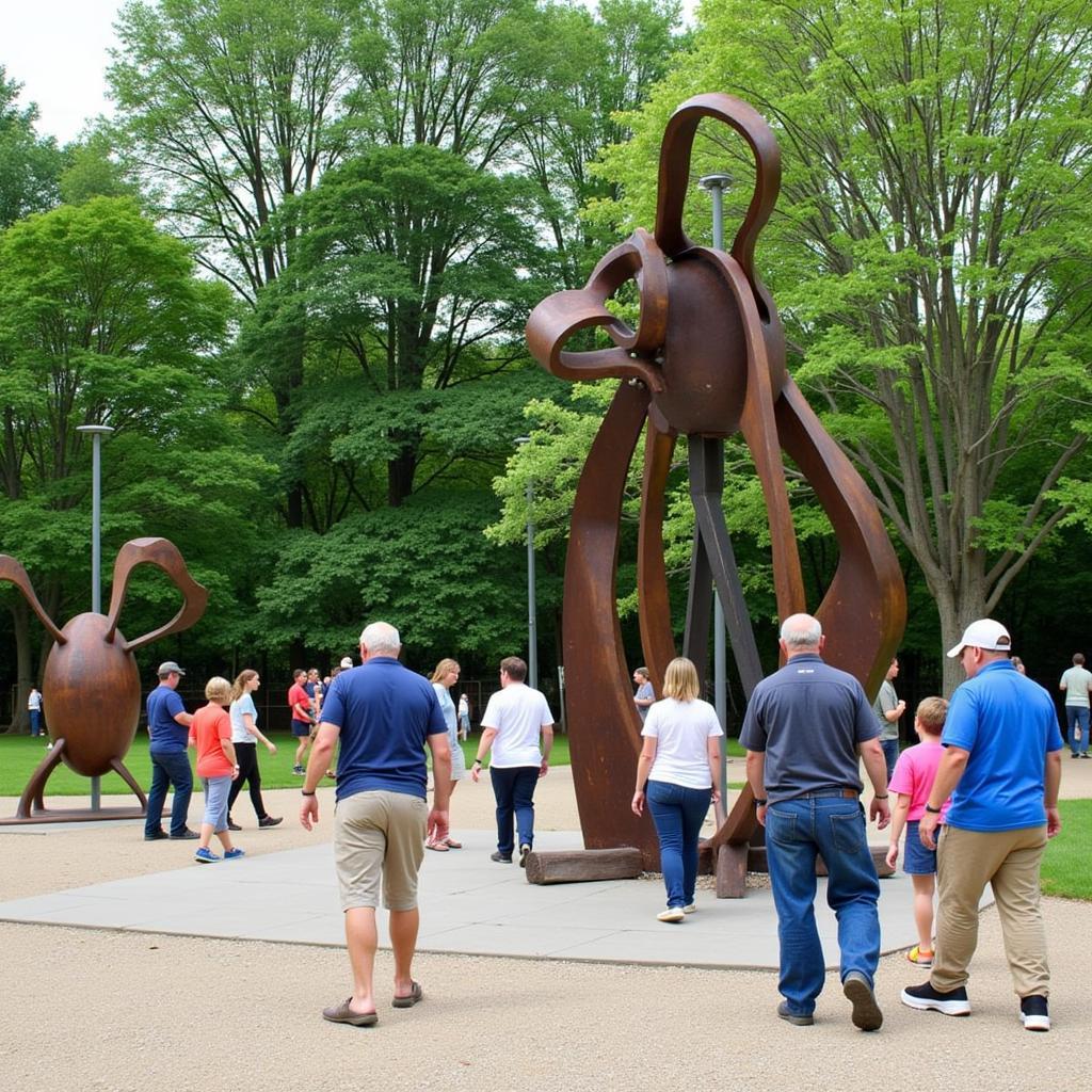 Exploring Outdoor Sculptures at an Art Fair