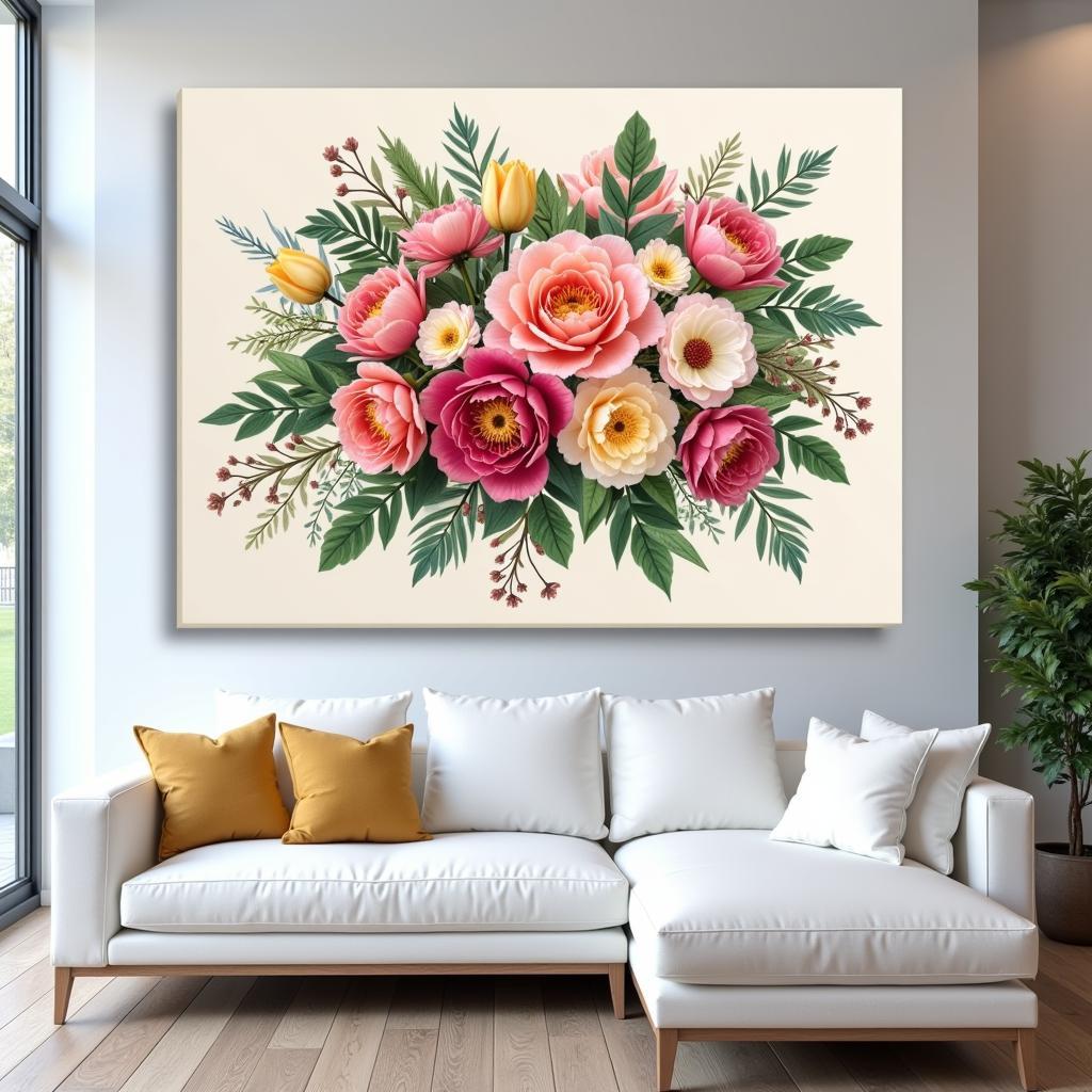 Extra Large Floral Wall Art in a Modern Living Room