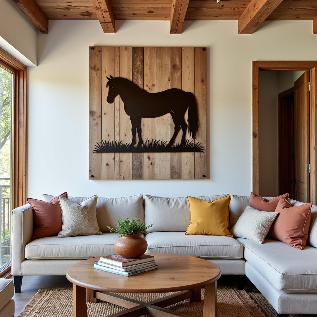 Extra Large Horse Wall Art in a Rustic Farmhouse Setting