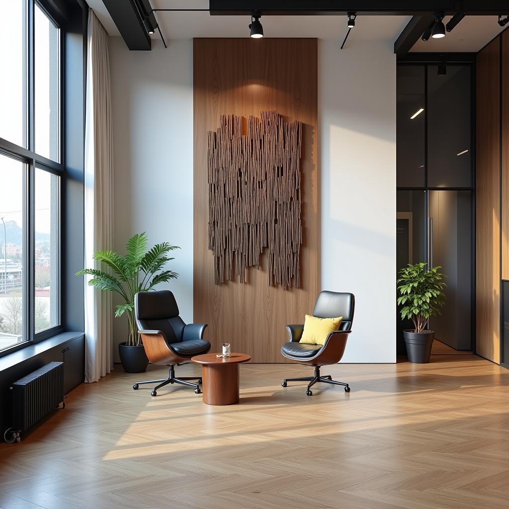 Extra Large Vertical Metal Wall Art in an Office Setting