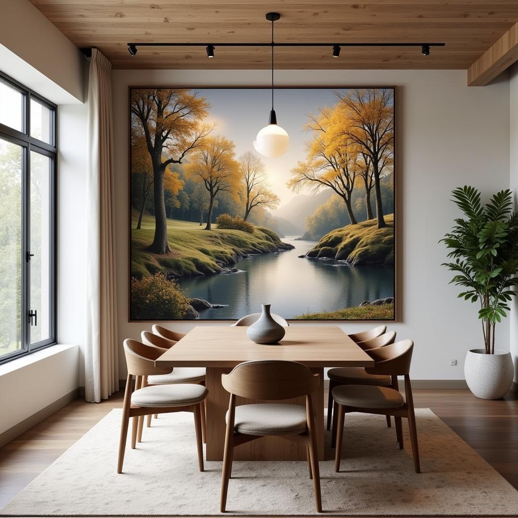 Extra Large Vertical Wall Art in a Dining Room