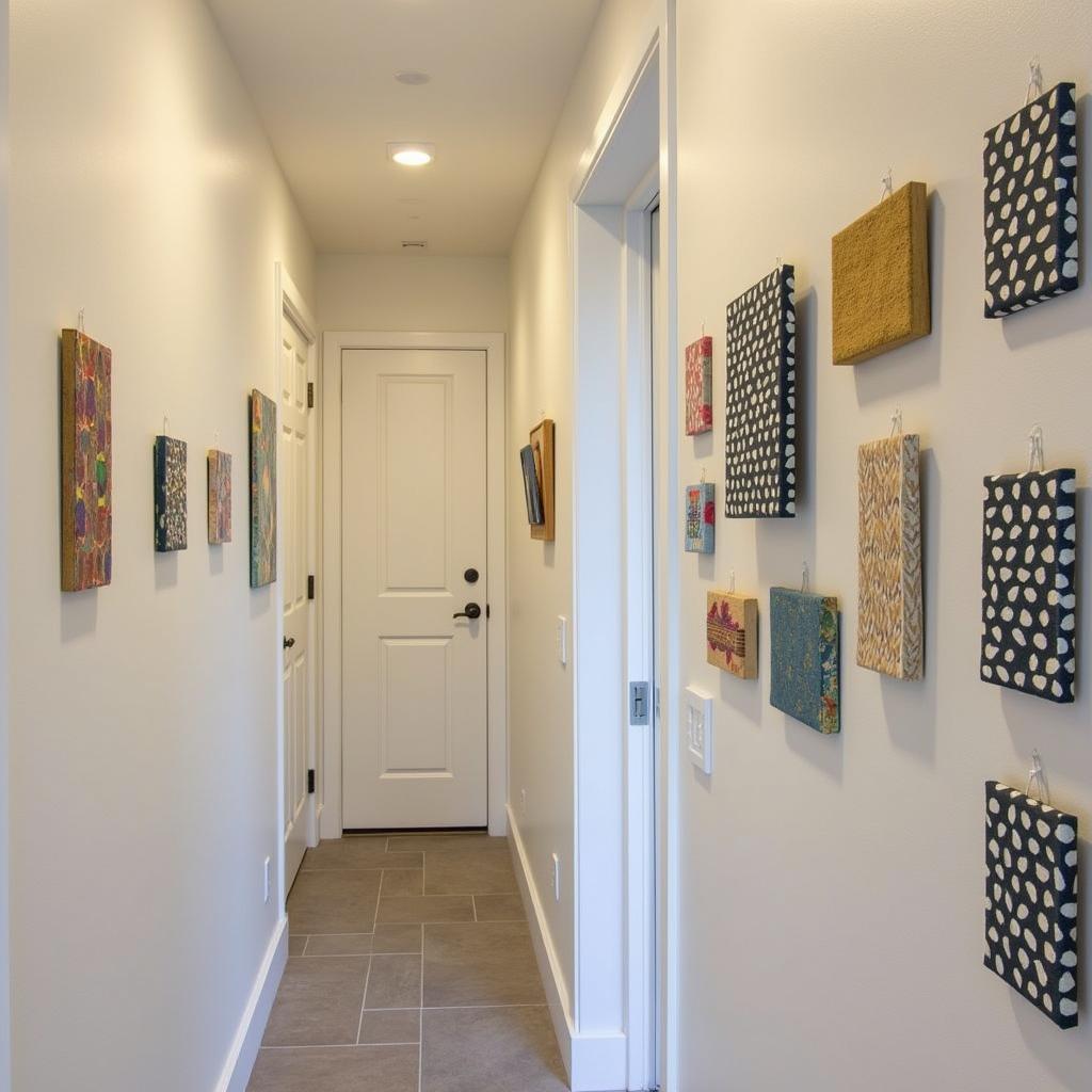 Fabric Canvas Gallery Wall Display in a Hallway