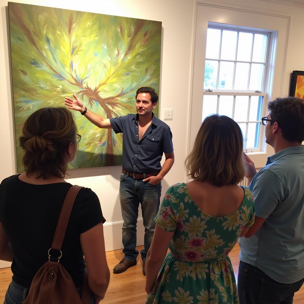 Artist Interacting with Visitors at Fairhope Art Walk