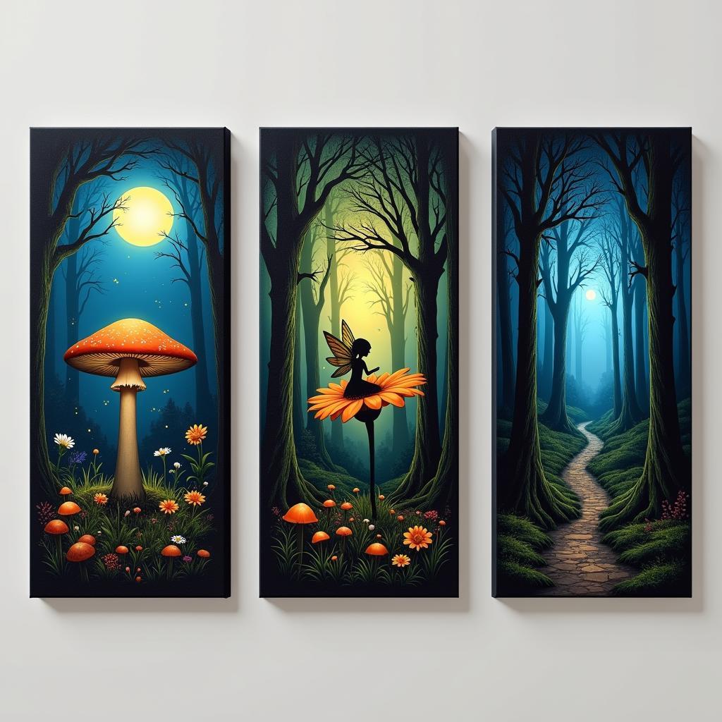 Fantasy Canvas Wall Art Featuring an Enchanted Forest at Twilight