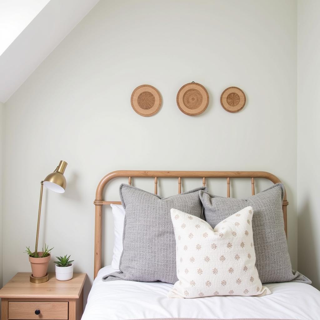 Farmhouse wood wall art in a bedroom