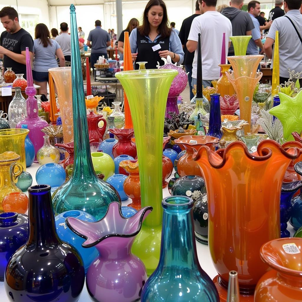 Fenton Art Fair Glass Sculptures Display