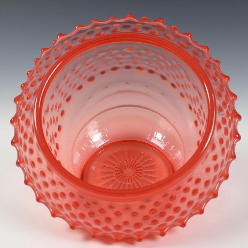 Fenton Glass Bowl with Hobnail Pattern in Cranberry Opalescent Glass