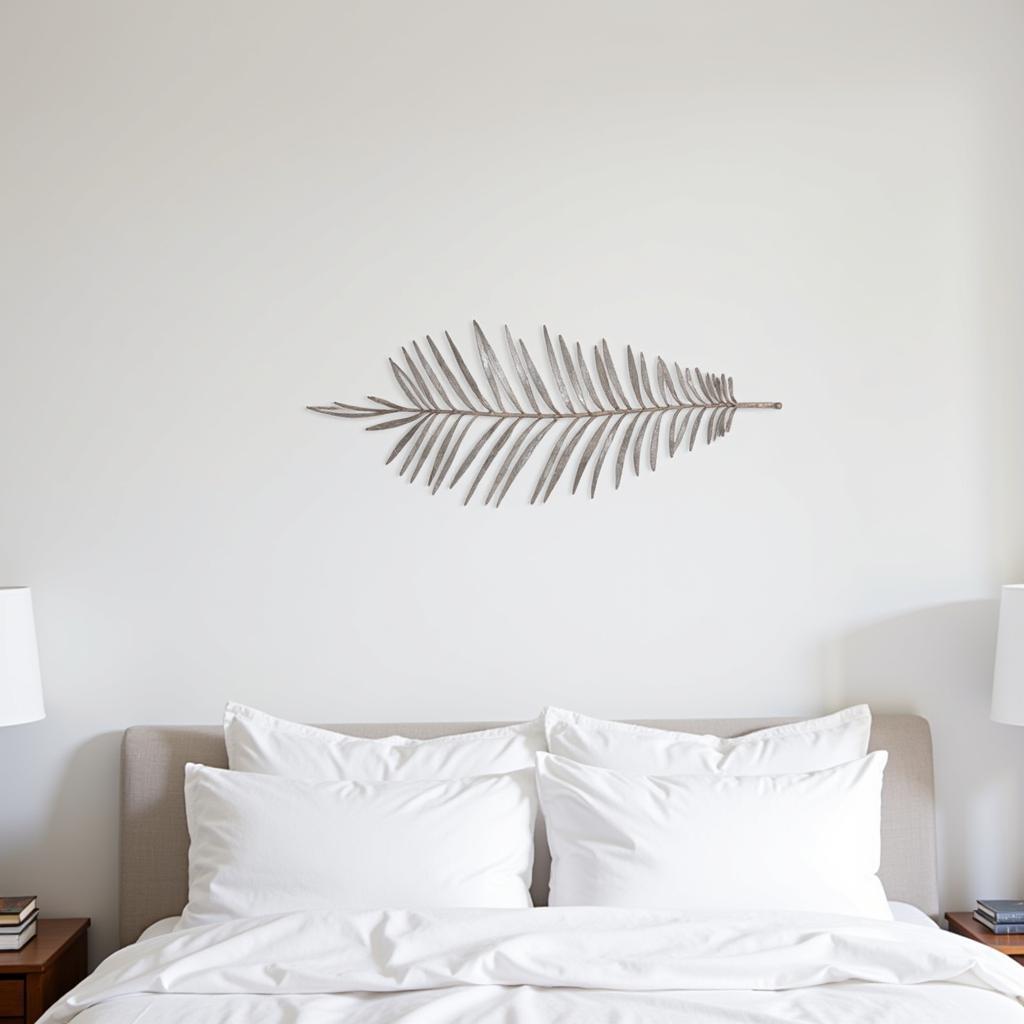 Fern Metal Wall Art Above a Bed