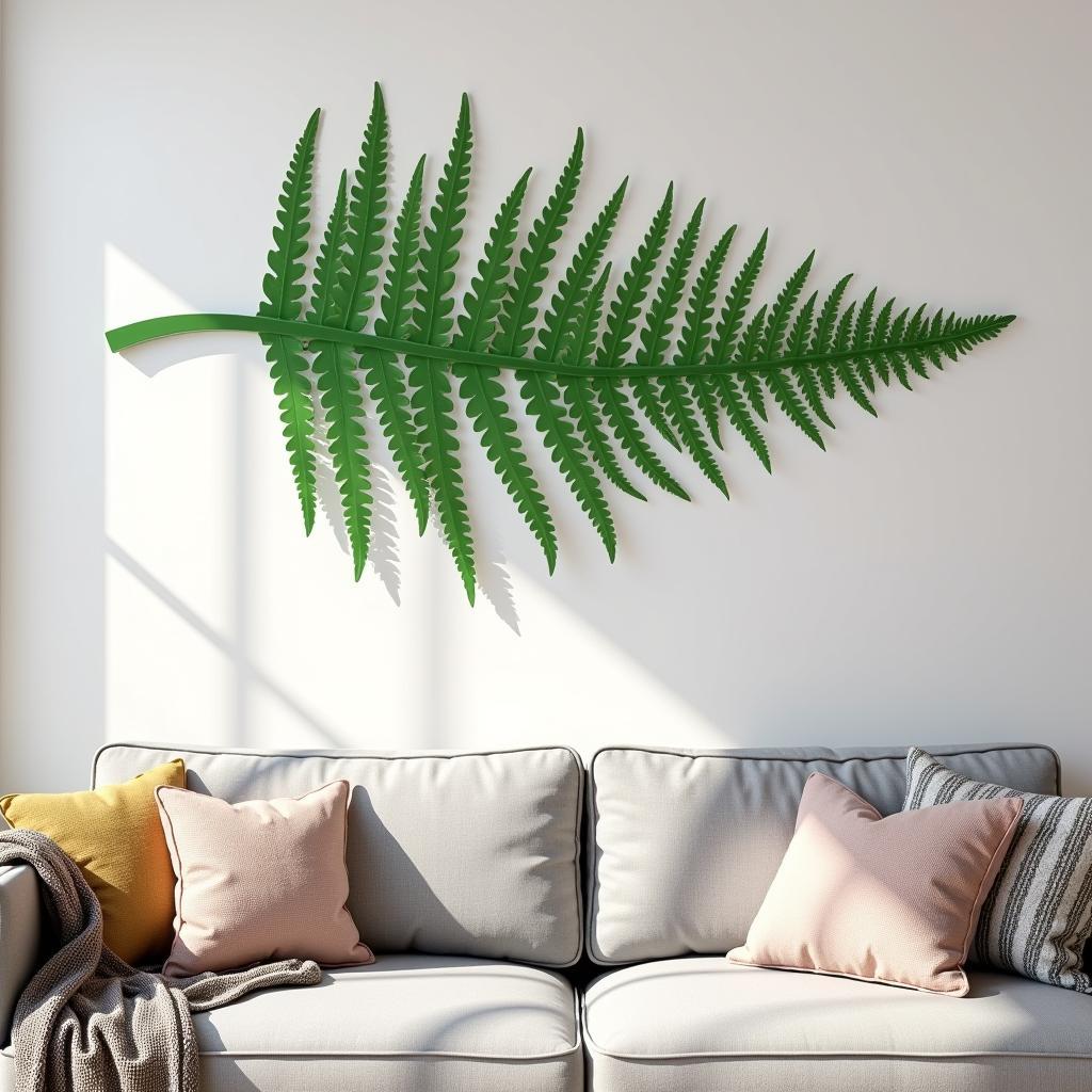 Fern Metal Wall Art in a Modern Living Room