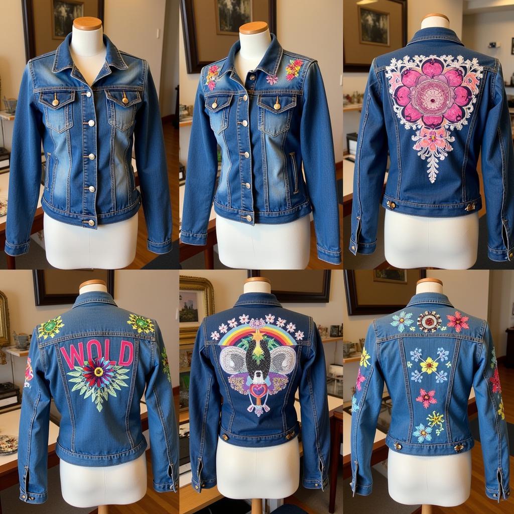 Finished Art Jean Jackets Displayed on Mannequins