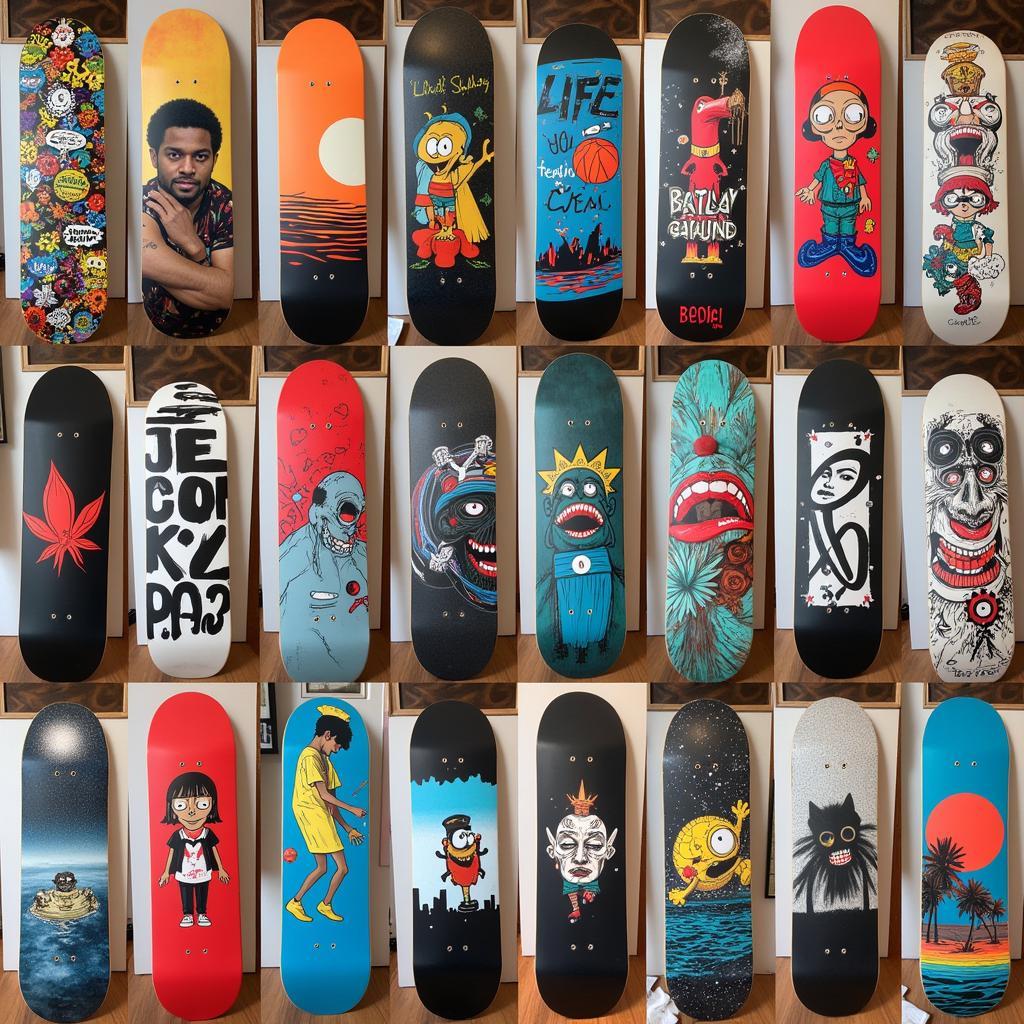 Examples of Finished Custom Skateboard Decks