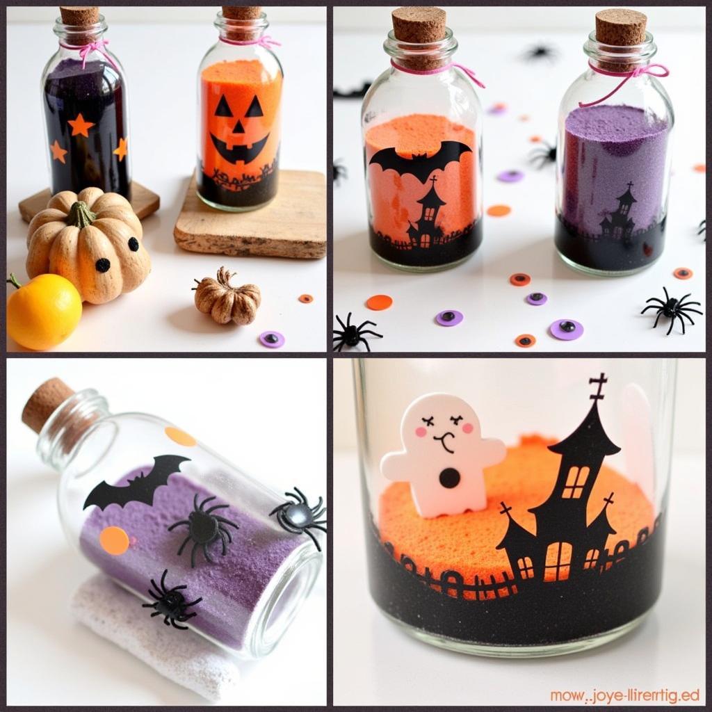 Finished Halloween Sand Art Bottles