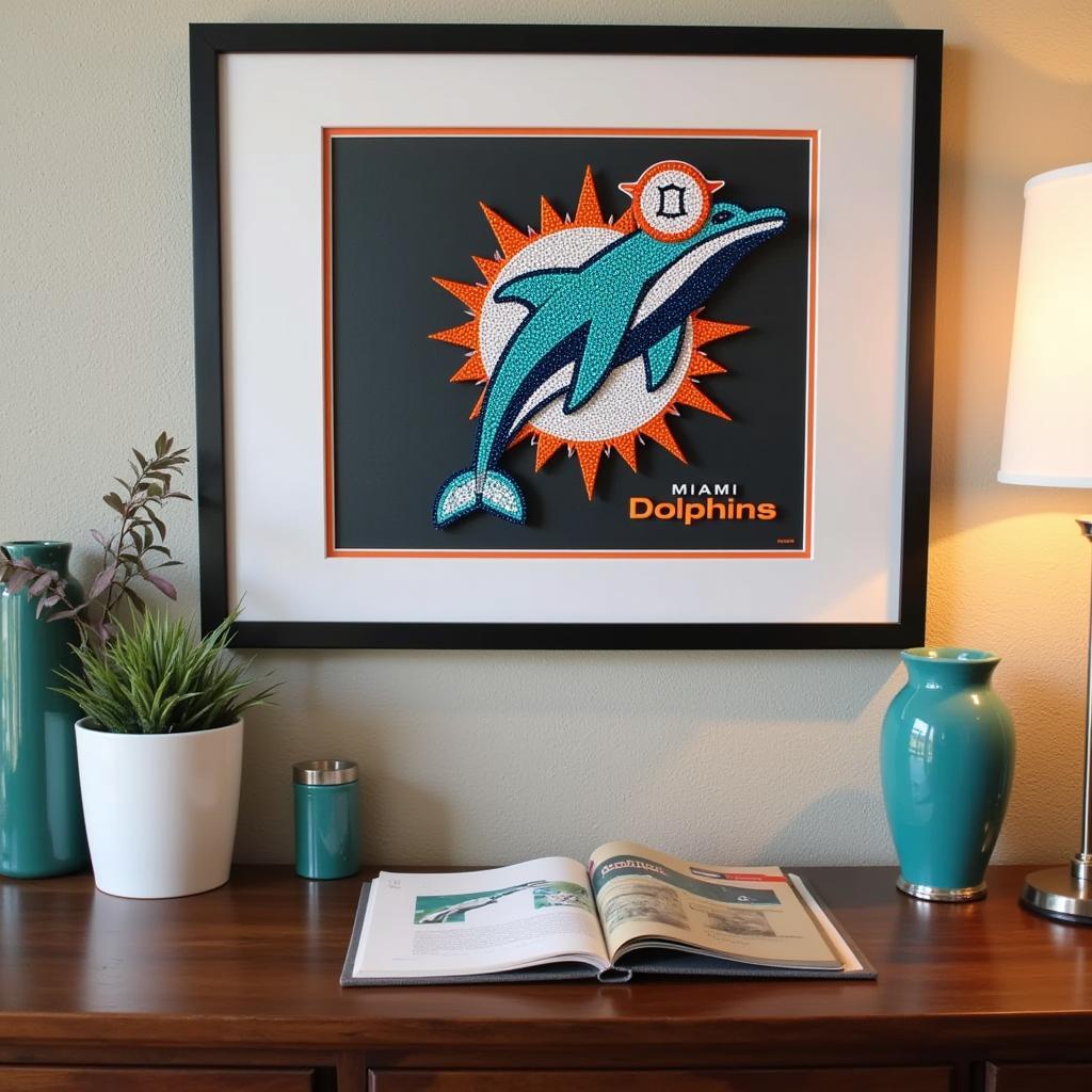 Finished Miami Dolphins Diamond Art Display