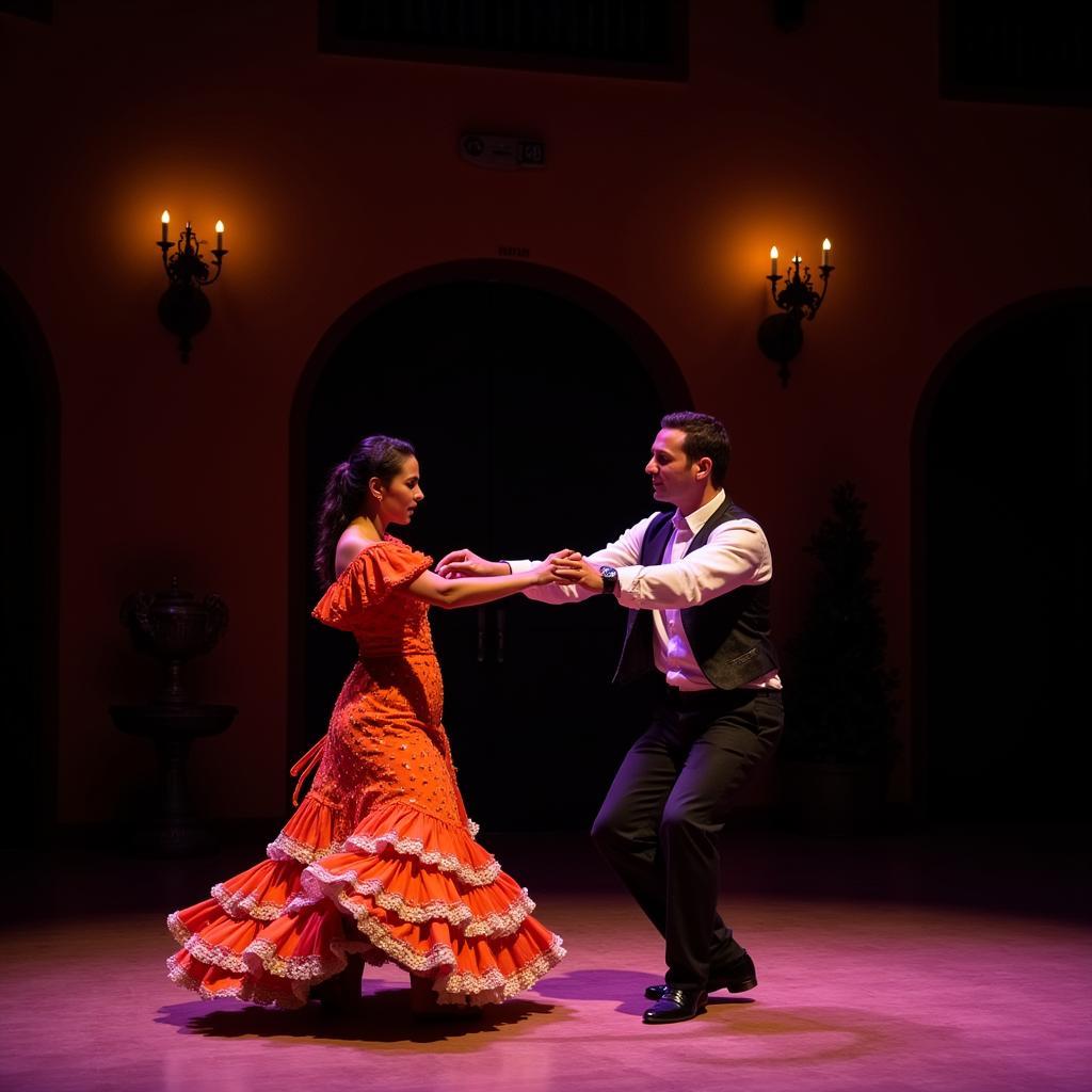 Flamenco Dancers Performing on Stage