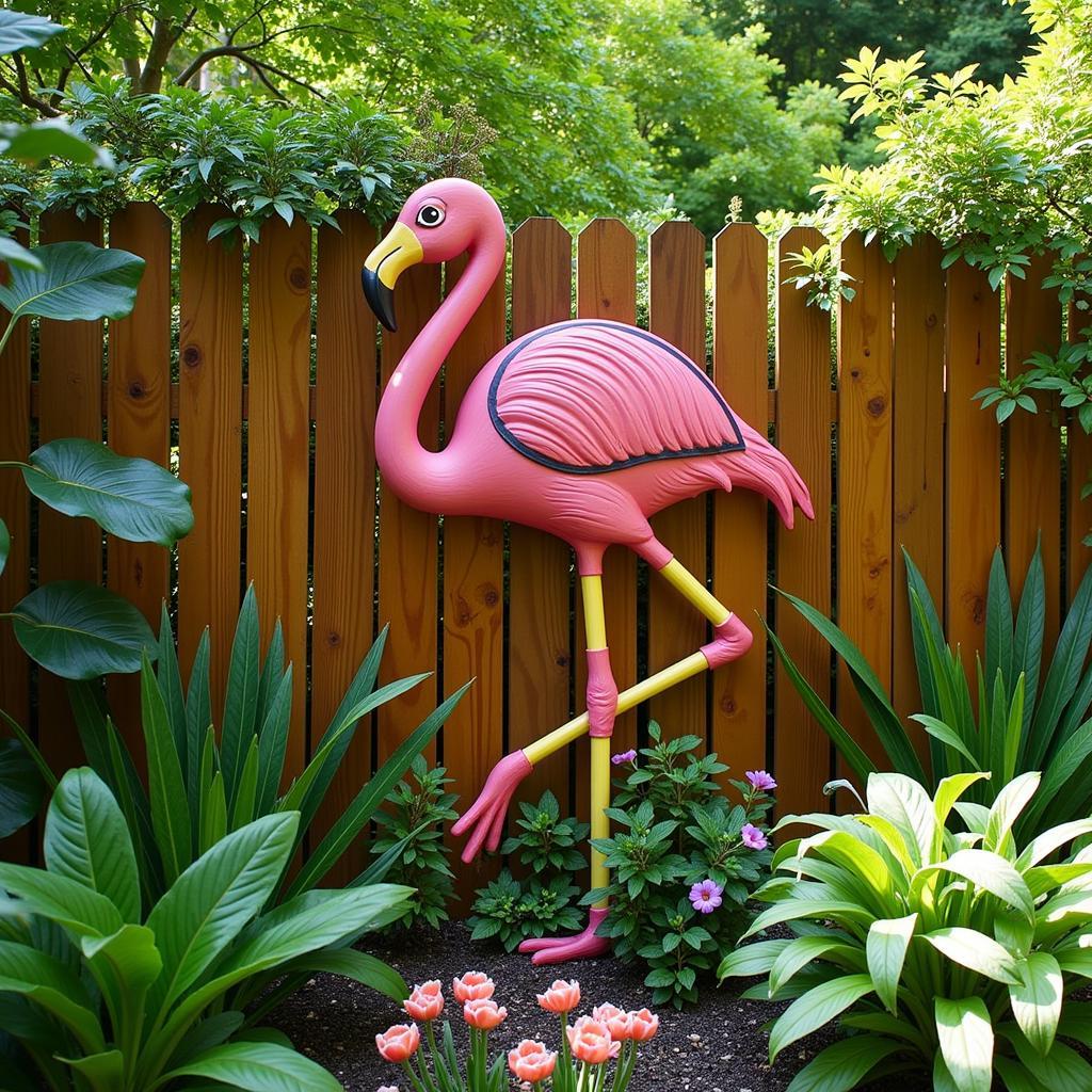 Flamingo Metal Wall Art for Outdoor Garden Decor