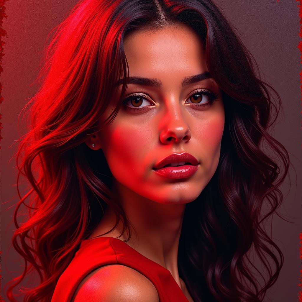 Flavia Black Art Rouge Intense Digital Painting Example