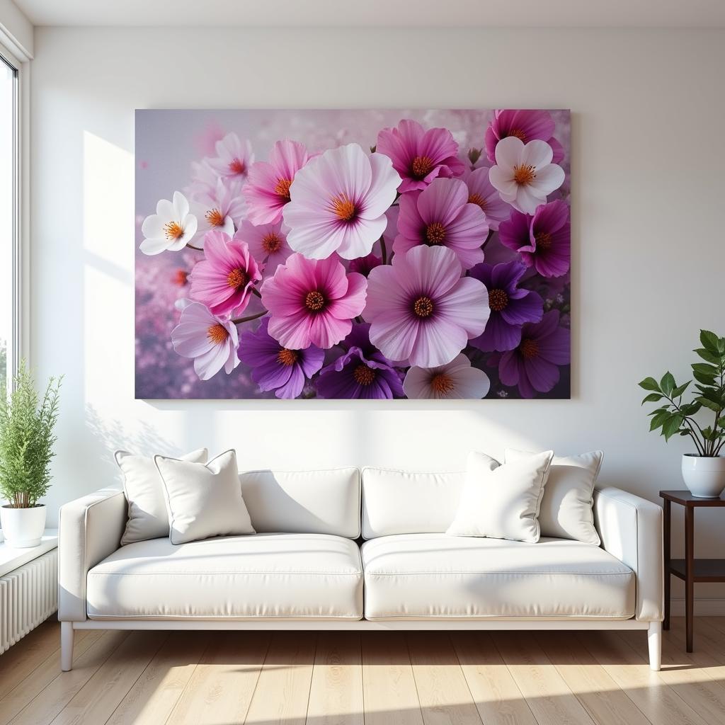 Floral Art Canvas in a Living Room Setting