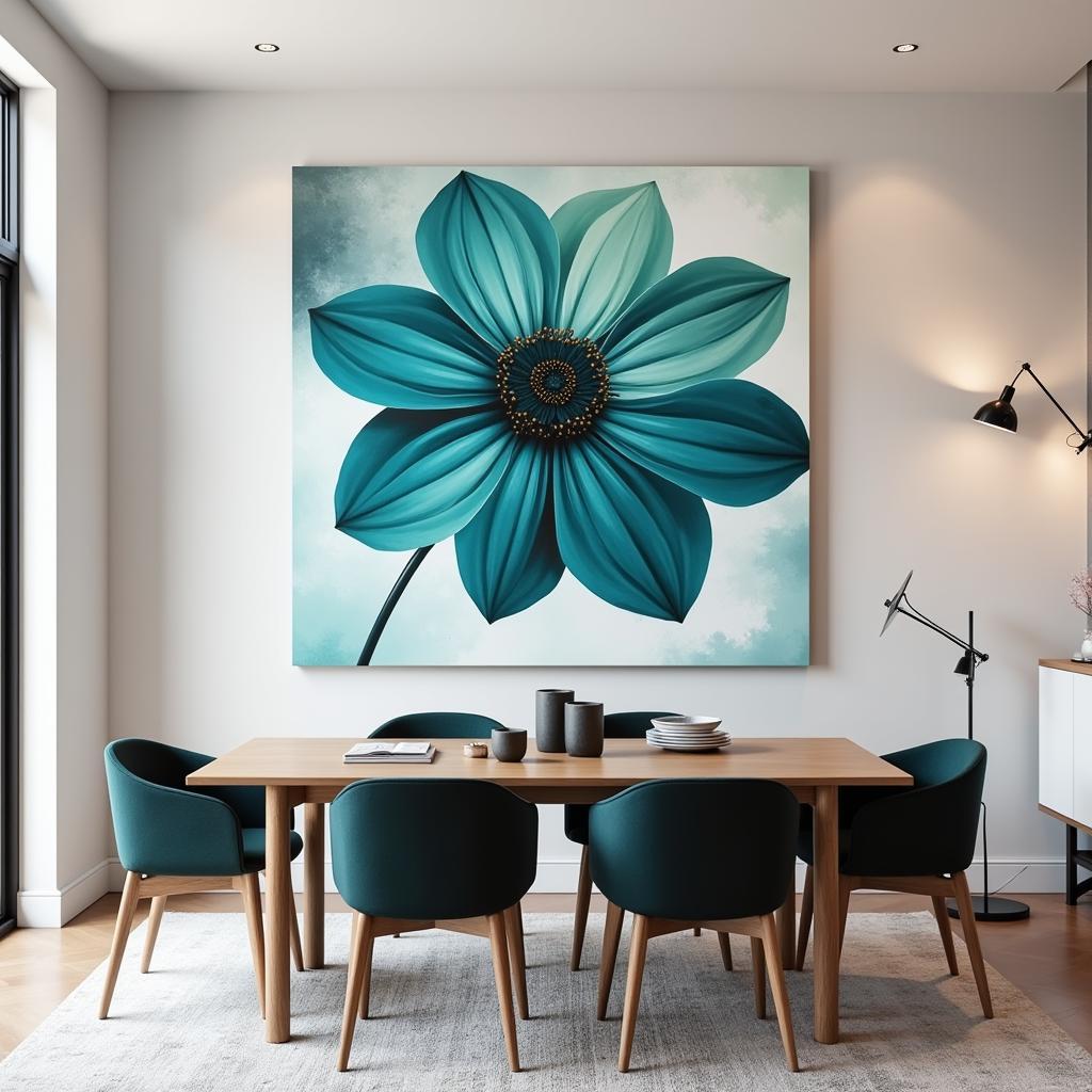 Floral Canvas Above Dining Table