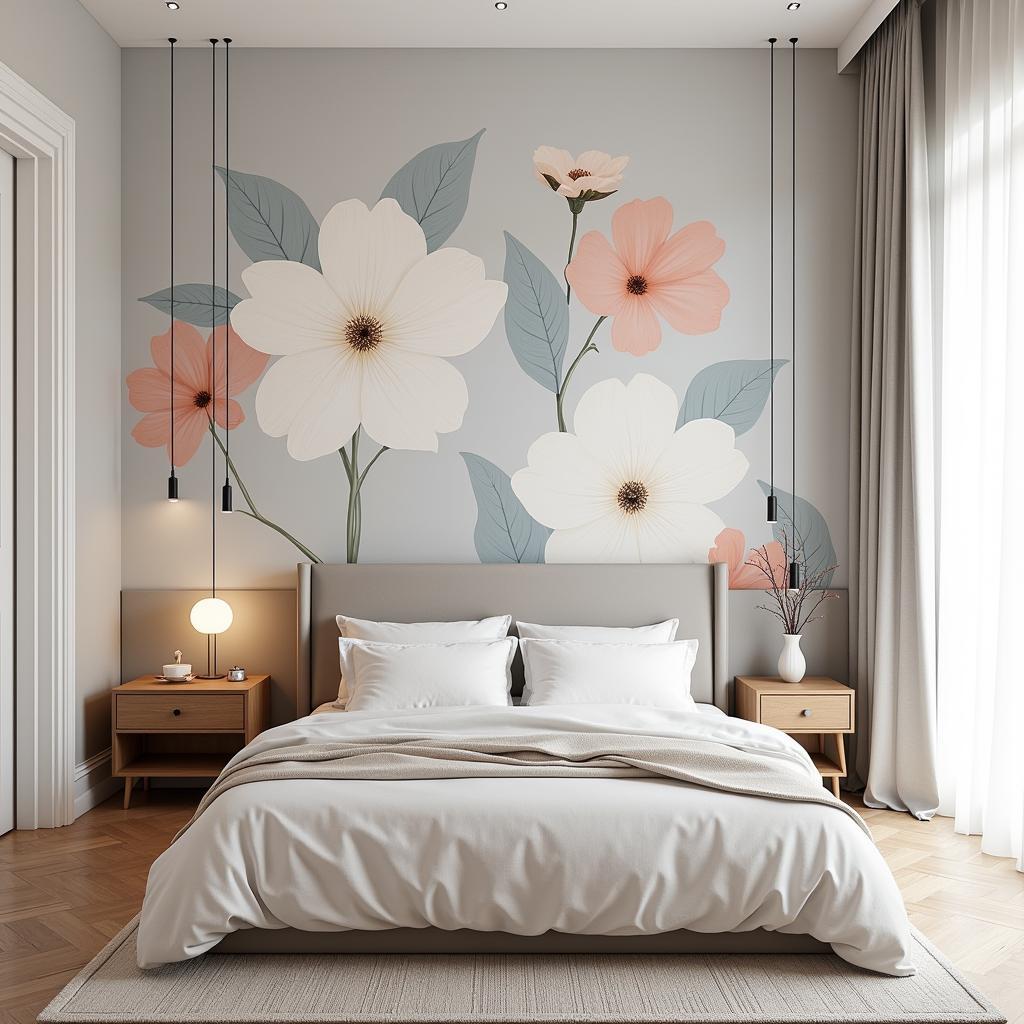 Floral Wallpaper Bedroom Accent Wall