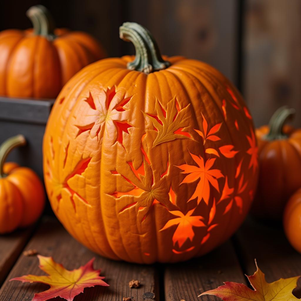 Intricate pumpkin carving designs for fall decorations