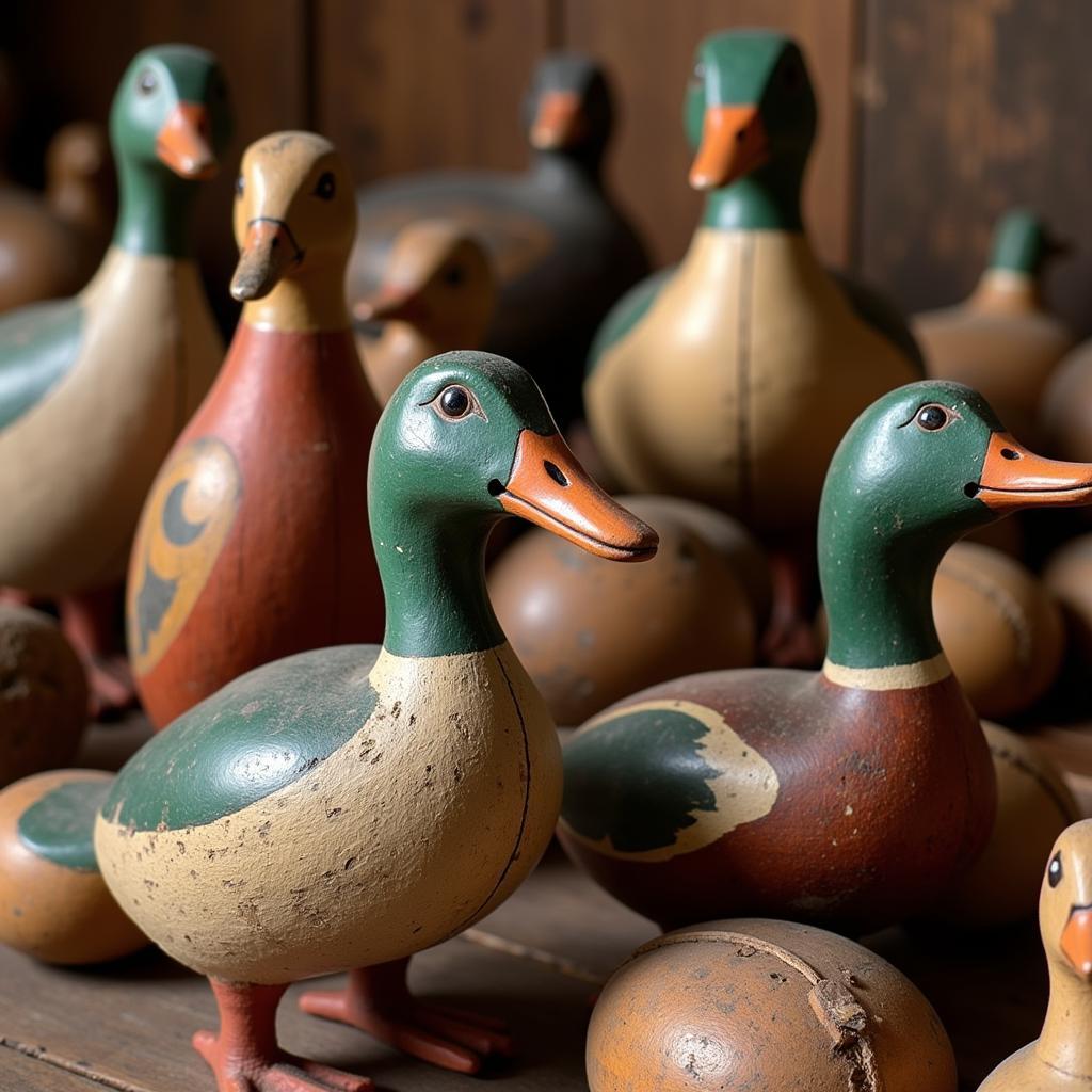 Wooden Folk Art Duck Carvings