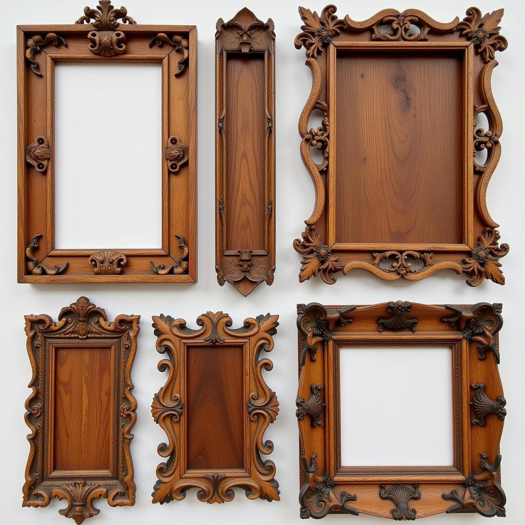 Intricate Carvings on Wooden Folk Art Frames