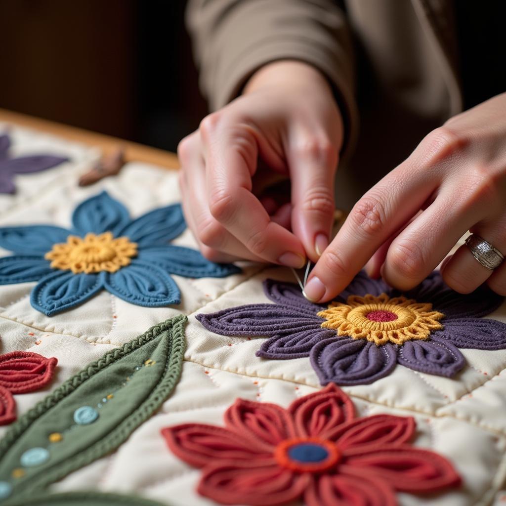 Folk Art Quilt Hand-Quilting Techniques